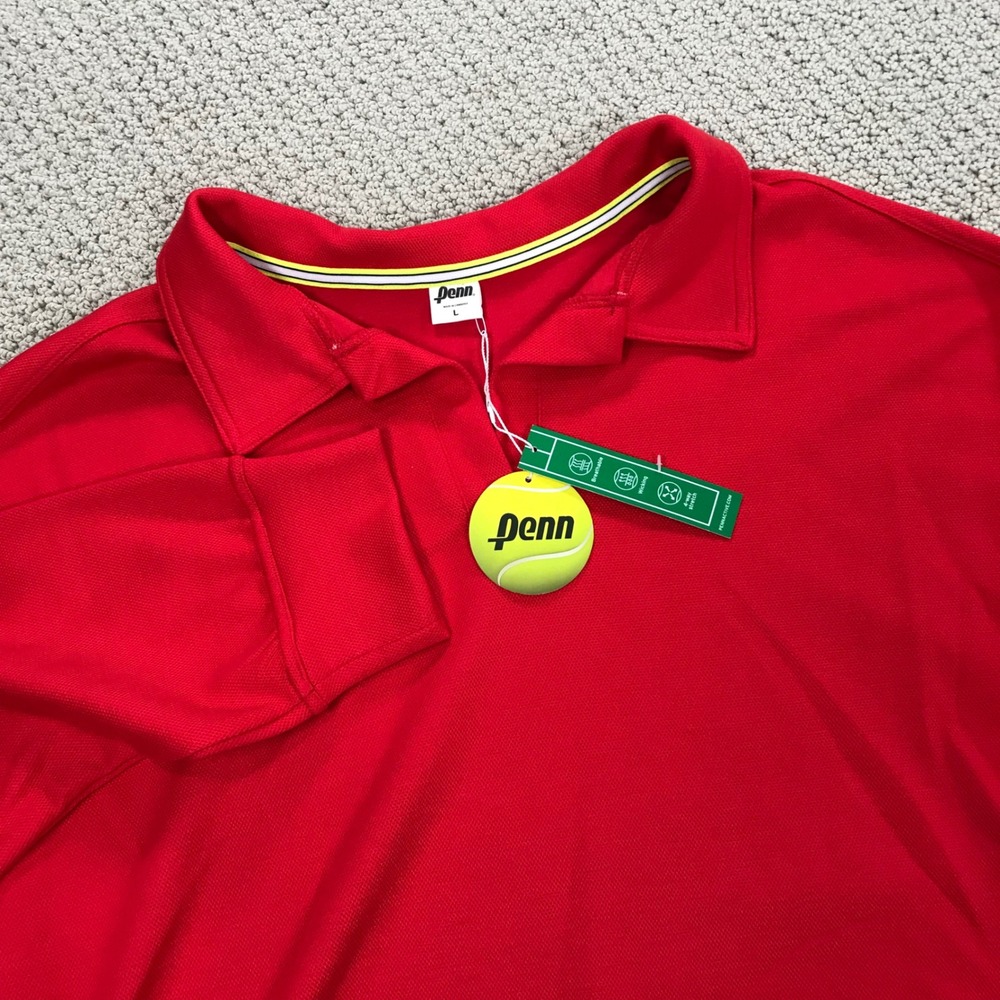 Penn Active Womens Red Long Sleeve Polo Shirt Cropped Tennis Golf Top Large NWT